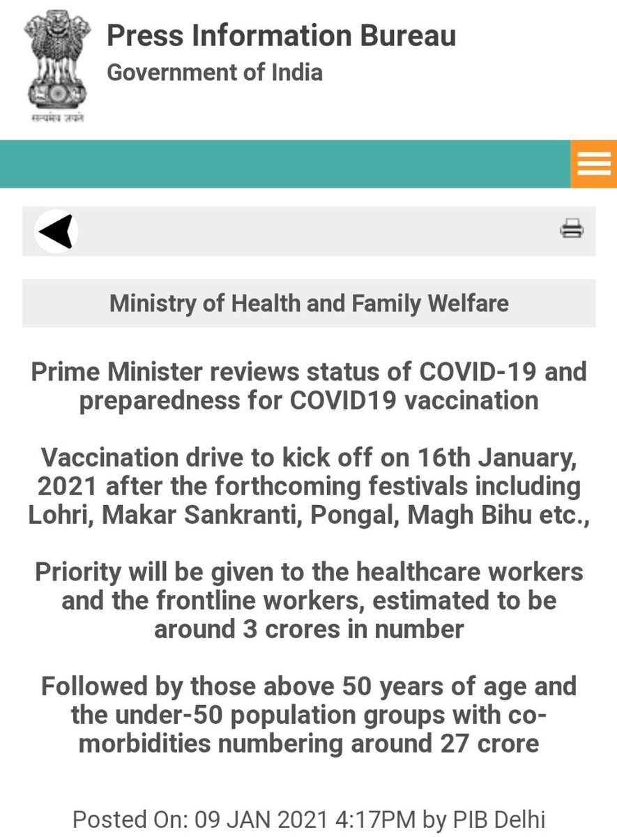 Dr Srikrishna RSV (@rsvsrikrishna) on Twitter photo pib.gov.in/PressReleseDet…
One week to go !!
😀
Good luck, India.
<a href="/drgsrao/">Dr. Gadala Srinivasa Rao</a>
<a href="/manishsinghasci/">मनीष सिंह</a>
<a href="/newsinhyderabad/">Hyderabad News</a>
<a href="/naveenthacker/">Naveen Thacker</a>
<a href="/TOIIndiaNews/">TOI India</a>
<a href="/WeAreHyderabad/">We Are Hyderabad</a>
<a href="/RameshPV2010/">Dr PV Ramesh</a>
<a href="/harichandanaias/">Hari Chandana</a>
<a href="/DCsofIndia/">District Collectors (IAS)</a>
<a href="/SomeshKumarIAS/">Somesh Kumar, IAS</a>
#COVID19
#COVAX
#Jan16
#vaccination pib.gov.in/PressReleseDet…
One week to go !!
😀
Good luck, India.
<a href="/drgsrao/">Dr. Gadala Srinivasa Rao</a>
<a href="/manishsinghasci/">मनीष सिंह</a>
<a href="/newsinhyderabad/">Hyderabad News</a>
<a href="/naveenthacker/">Naveen Thacker</a>
<a href="/TOIIndiaNews/">TOI India</a>
<a href="/WeAreHyderabad/">We Are Hyderabad</a>
<a href="/RameshPV2010/">Dr PV Ramesh</a>
<a href="/harichandanaias/">Hari Chandana</a>
<a href="/DCsofIndia/">District Collectors (IAS)</a>
<a href="/SomeshKumarIAS/">Somesh Kumar, IAS</a>
#COVID19
#COVAX
#Jan16
#vaccination