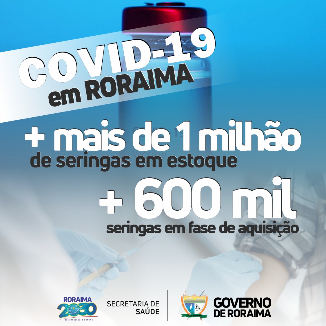 antoniodenarium's tweet photo. A produção nacional de vacinas fortalece o Brasil contra a #Covid19. Roraima se preparou e já temos seringas em estoque e em fase de aquisição.  Também pedimos 600 mil doses da vacina para Imunizar toda a população. 
#AntonioDenarium
#GovernodeRoraima https://t.co/4F4O4tTQIi