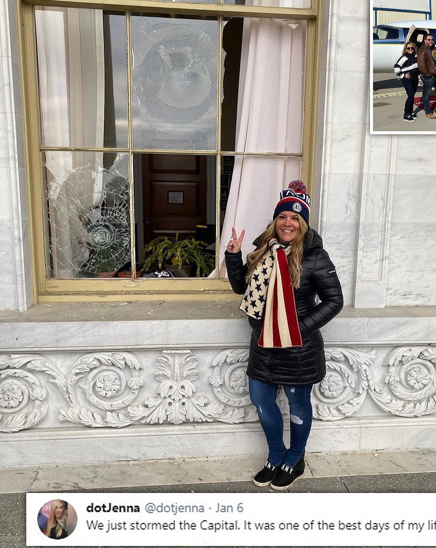 ANYONE FIND FOOTAGE OR PICS OF HER INSIDE THE CAPITOL?Jenna Ryan, realestate broker- Frisco, TexasRyan later tweeted about the chaos, proudly admitting she 'stormed' the Capitol with a mob of fellow Trump loyalistsThx  @TMatthews122  https://www.dailymail.co.uk/news/article-9125701/Texas-real-estate-broker-took-private-jet-join-Trump-supporters-DC-rally.html