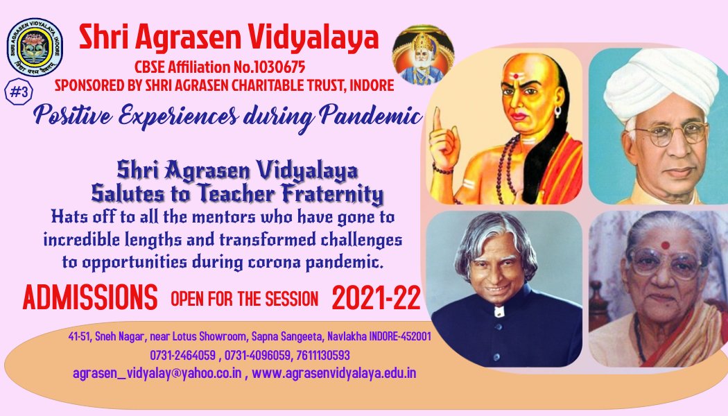 AgrasenShri's tweet photo. Shri Agrasen Vidyalaya, a renowned school for holistic development of a child shares its positive experiences.
0731-2464059 , 0731-4096059, 7611130593
Website :- https://t.co/JFTZcCvoaw
Affordable Fee :- https://t.co/6ib37t8606
School Location :- https://t.co/DtsiPDCMJ3 https://t.co/NzxnrUQwJX