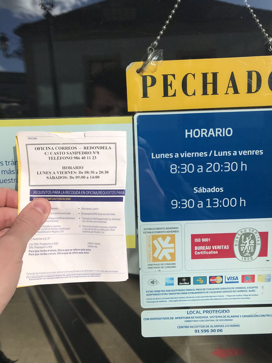 franchy_redon's tweet photo. @Correos @CorreosAtiende por favor cuando actualicen horarios que lo actualicen en todos los formatos y lugares. Es su oficina en Redondela(Galicia).muchas gracias. https://t.co/VpJBDXDZBJ