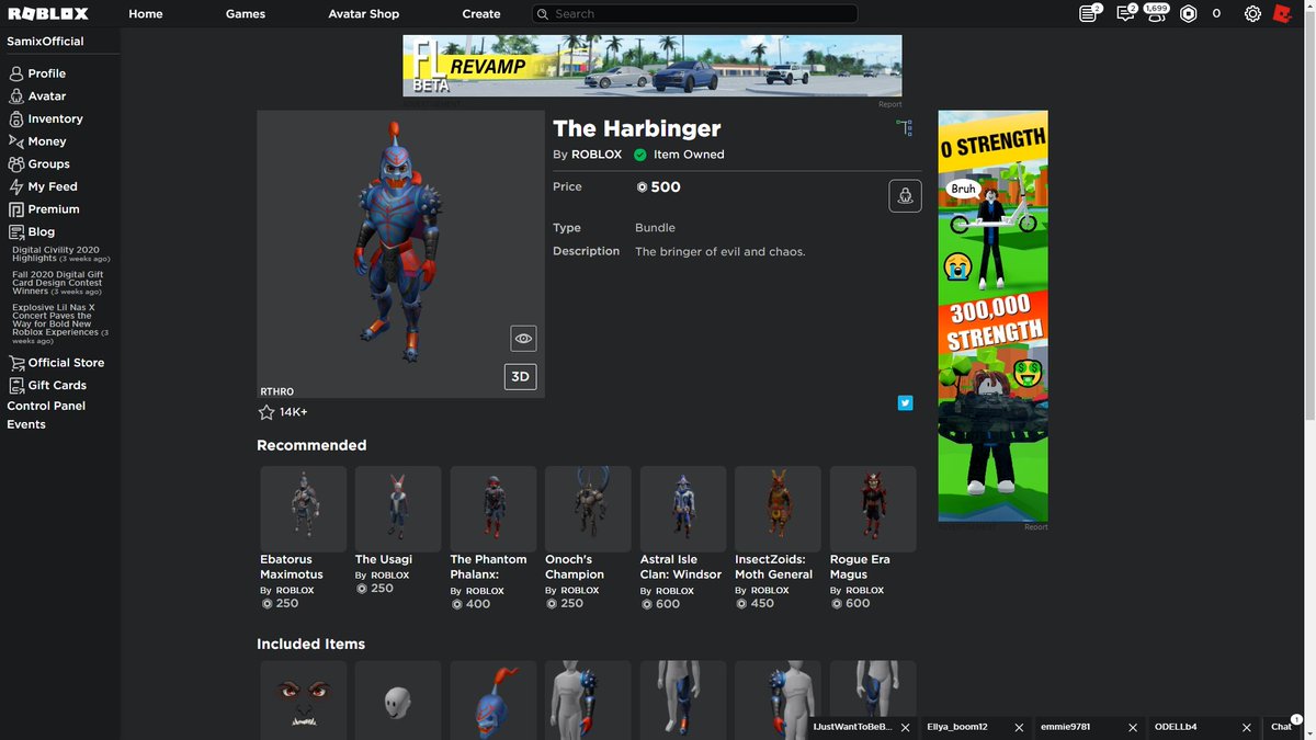 __Samix_'s tweet photo. @SharkBloxYT incase you didn't know the harbinger package is now 500 robux, it used to be free. do you have any idea of why they put it up for 500 robux? https://t.co/ys3XQ0Niwm
