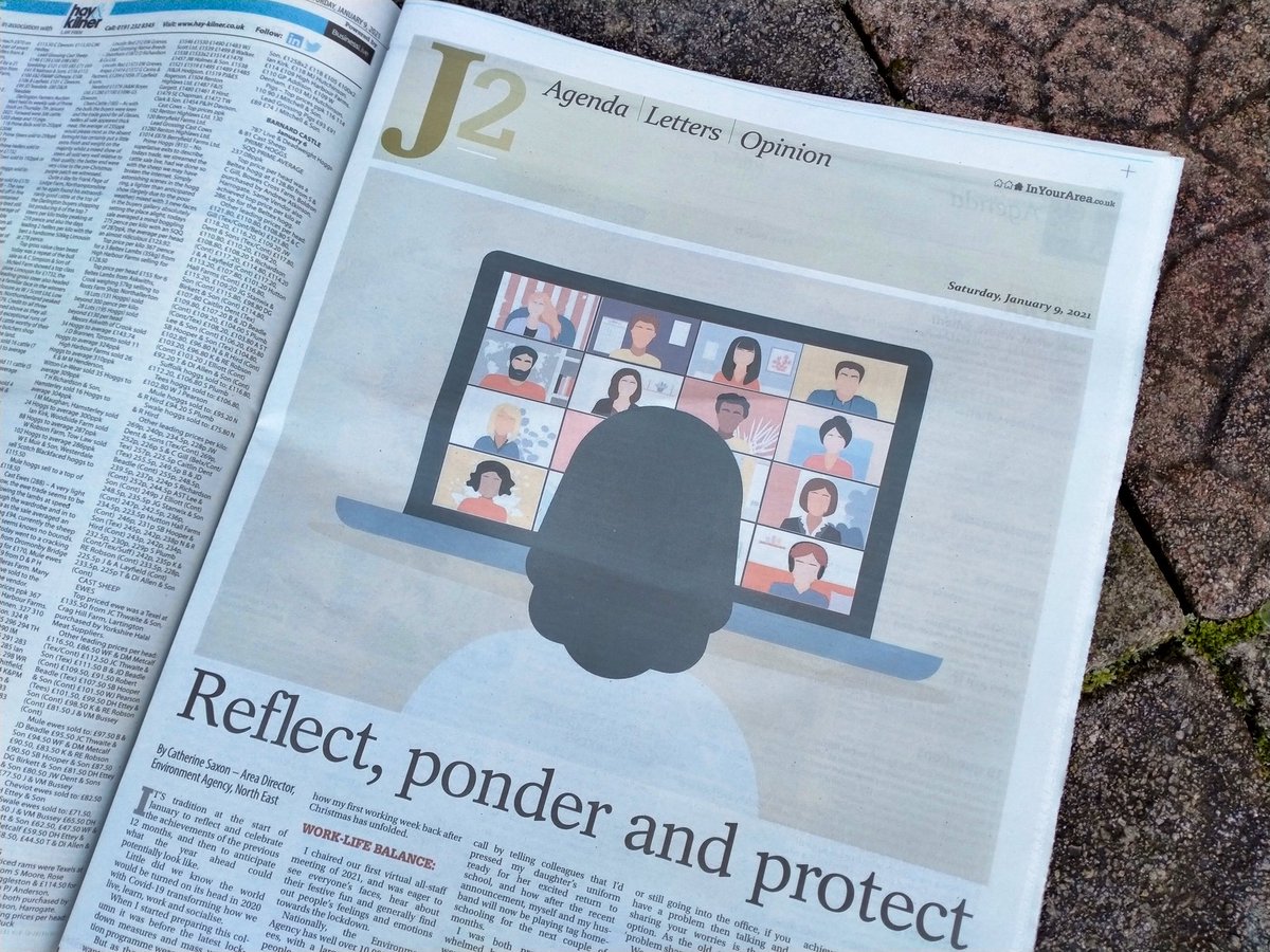 EnvAgencyYNE's tweet photo. Check out todayβs J2 agenda pages of @TheJournalNews where @catherine_saxon monthly column entitled βReflect, Ponder and Reflectβ talks about how we should look out for ourselves & others during #lockdown other topics inc #environment #BAME #fishpasses #worklifebalance @EnvAgency https://t.co/0KZKgSCkd0
