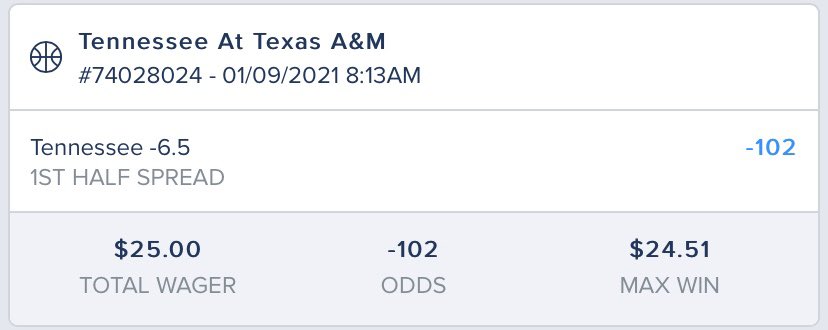 ParlaysLine's tweet image. One of those plays where the more I look at it, the more I love it. 

We are already on Tennessee Full Game @ -10.5.

Adding a 1u play here. BOL if tailing.

#AllBetSlipsPosted