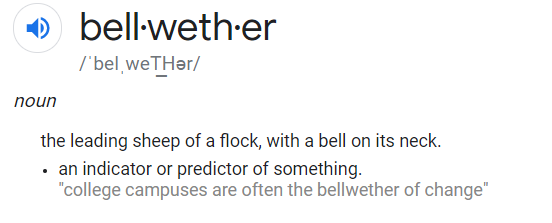 4) Funny thing. I just attempted to type "bellweather" as that is how I have always heard the word, and I've never typed it before. My spellchecker, doing a good thing this time!, informed me otherwise. I had to go look. Check this out!