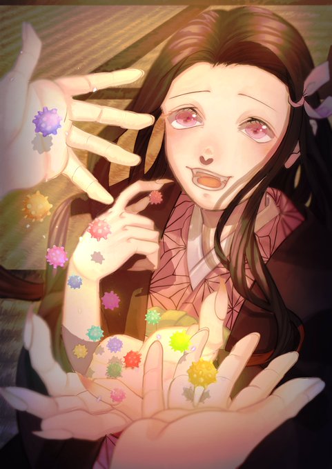 霜咲(しもざき) 絵垢さんがTwitterに投稿した竈門禰豆子(鬼滅の刃)のイラスト。
