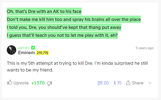 Eminem's Genius annotations still make me laugh to this day 