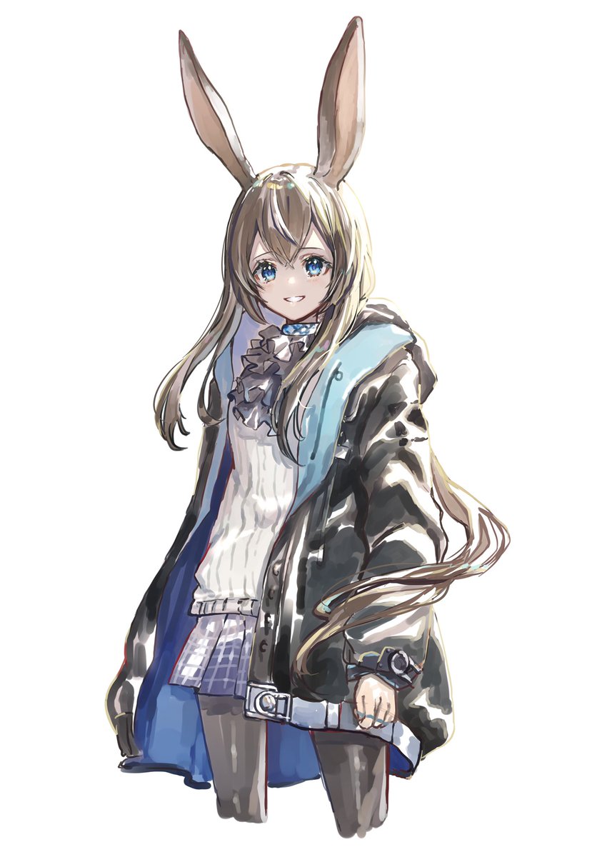 amiya (arknights) 1girl solo animal ears rabbit ears blue eyes pantyhose skirt  illustration images