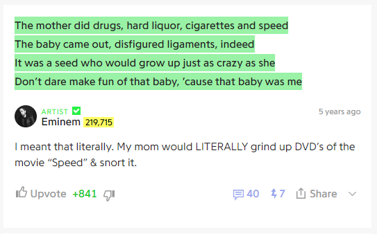 Eminem's Genius annotations still make me laugh to this day 
