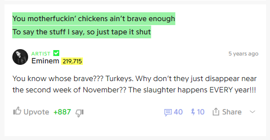 Eminem's Genius annotations still make me laugh to this day 