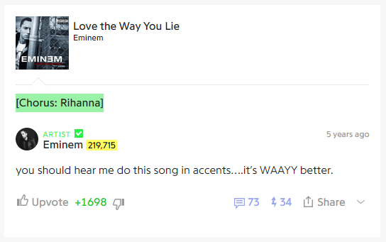 Eminem's Genius annotations still make me laugh to this day 