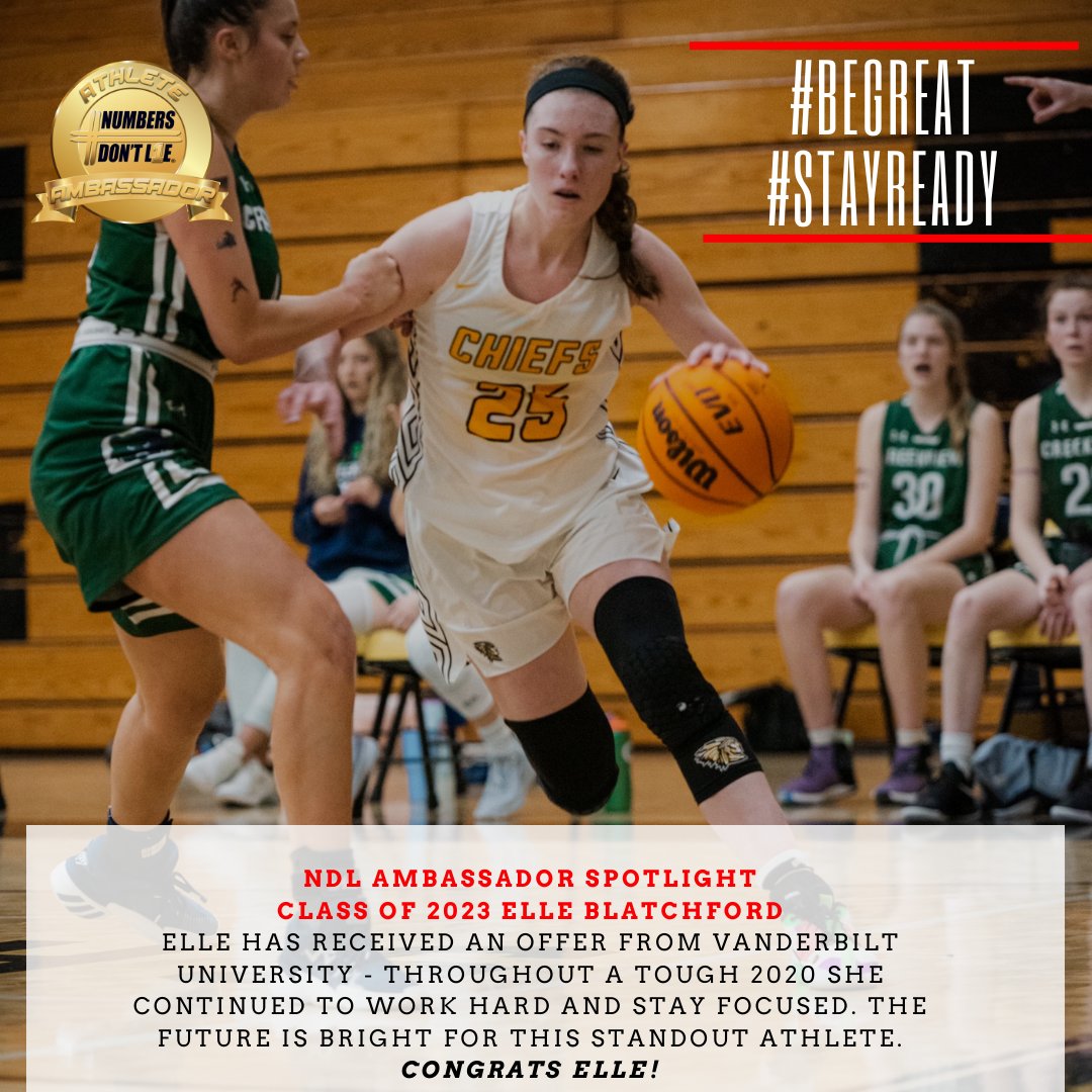 Numbers Don't Lie ® (@numbersdontl1e) on Twitter photo NDL Ambassador Spotlight - Class of 2023 <a href="/Basketball_elle/">ELLE Blatchford</a>
. . .
Elle has received an offer from <a href="/VandyWBB/">Vanderbilt WBB</a> - througout a tough 2020, she continued to work hard and stay focused. The future is bright - Congrats Elle!
. . .
#numbersdontl1e #begreat #stayready NDL Ambassador Spotlight - Class of 2023 <a href="/Basketball_elle/">ELLE Blatchford</a>
. . .
Elle has received an offer from <a href="/VandyWBB/">Vanderbilt WBB</a> - througout a tough 2020, she continued to work hard and stay focused. The future is bright - Congrats Elle!
. . .
#numbersdontl1e #begreat #stayready