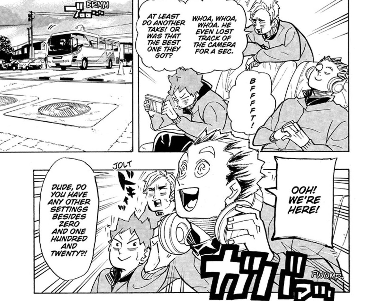 i was rereading chapter 378 and caught this idc those are bokuto's noise cancellers no one can tell me otherwise, he cant sleep without them And tobio's tone here... i adore him