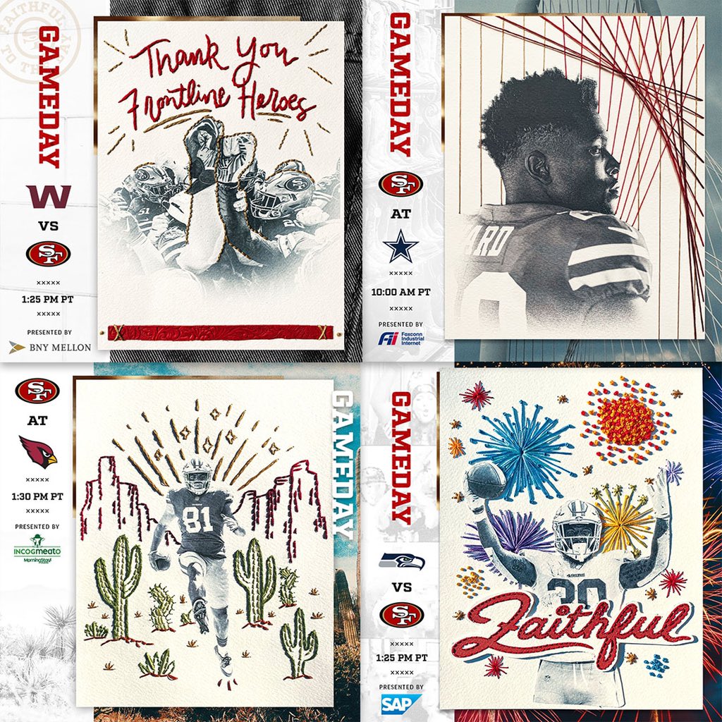 C_Zambetti's tweet photo. After 100+ hours of work, multiple trips to Hobby Lobby, and lots and lots of thread, our season and game day embroidery series has come to an end.

Here is a collection of all 16 embroideries 🙌

Which one is your favorite? https://t.co/GHQvk2VXPh
