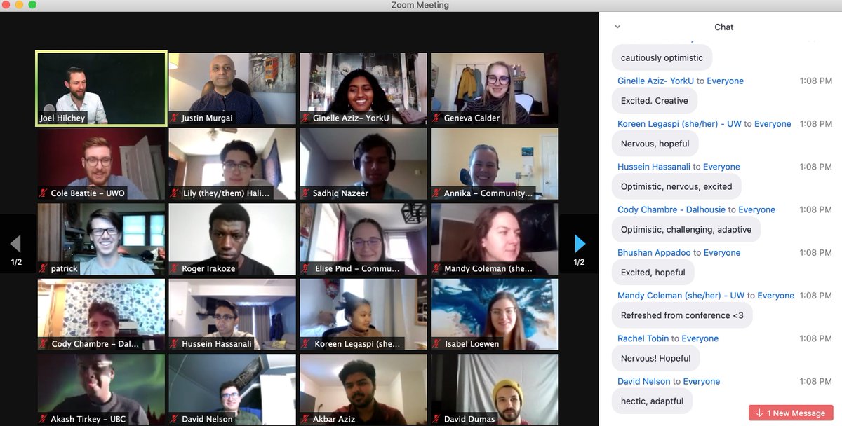 ewb's tweet photo. Our Chapter Presidents in a working lunch with impact expert Joel Hilchey reflecting on how everyone's feeling about the year so far. #ewb #virtualxChange https://t.co/wqDieppHjW