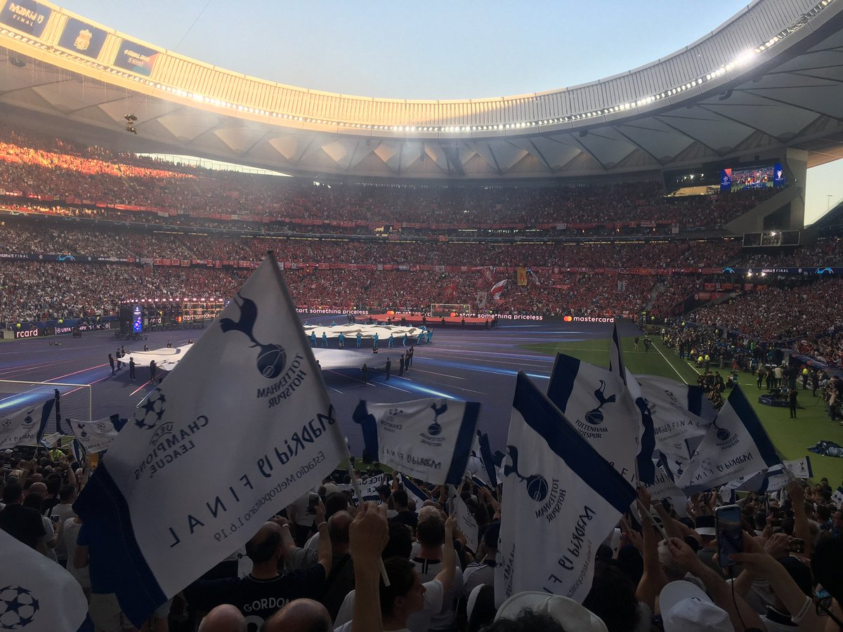 The Wanda Metropolitano, taken at the Champions League final, which Tottenham Hotspur were in (The last photo is actually taken the same season but from the Copa del Rey where Atleti beat Lleida 3-0, as you do)