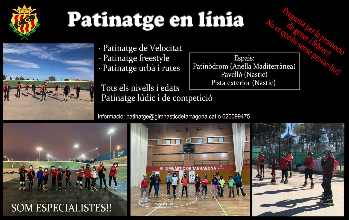 Patinatgenastic's tweet photo. Aquí trobaràs entrenadors especialitzats, un equip amb qui compartir experiències, diferents localitzacions on poder practicar i varietat d'horaris per triar, de dilluns a divendres i també els caps de setmana!Escriu-nos i prova-ho sense compromís, T'ESPEREM!!
#tarragona https://t.co/CnM3xqQZ5U