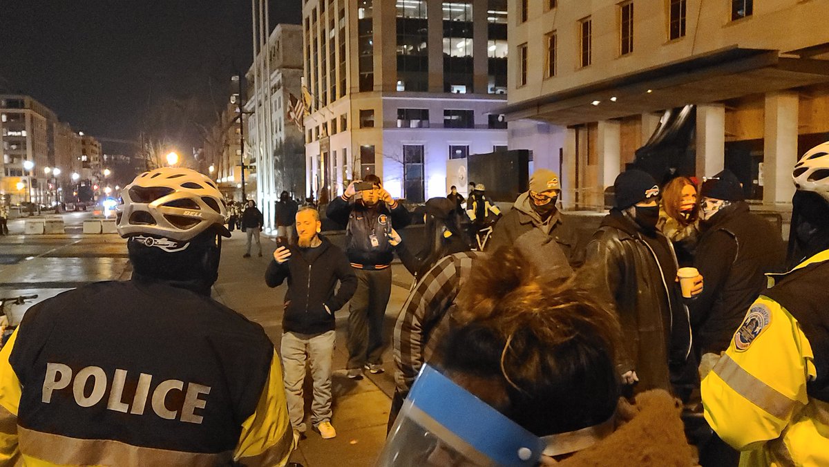 The plaza had several folks from trump supporters, to suspected proud boys, to just random tourists. Come through. Always greeted with resistance if the mask wasn't on. Guy in first photo was offering sandwiches as a reason for no mask. 42/