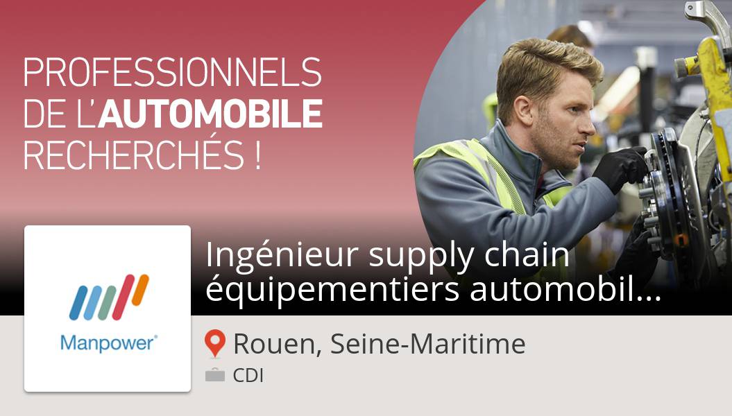 BrigittePotie's tweet photo. Découvrez ce #job: #Ingénieur #supply chain équipementiers automobiles (H/F) chez #ManpowerFrance #RouenSeineMaritime https://t.co/DhPMaZIzgM https://t.co/VxWDyYcAMk
