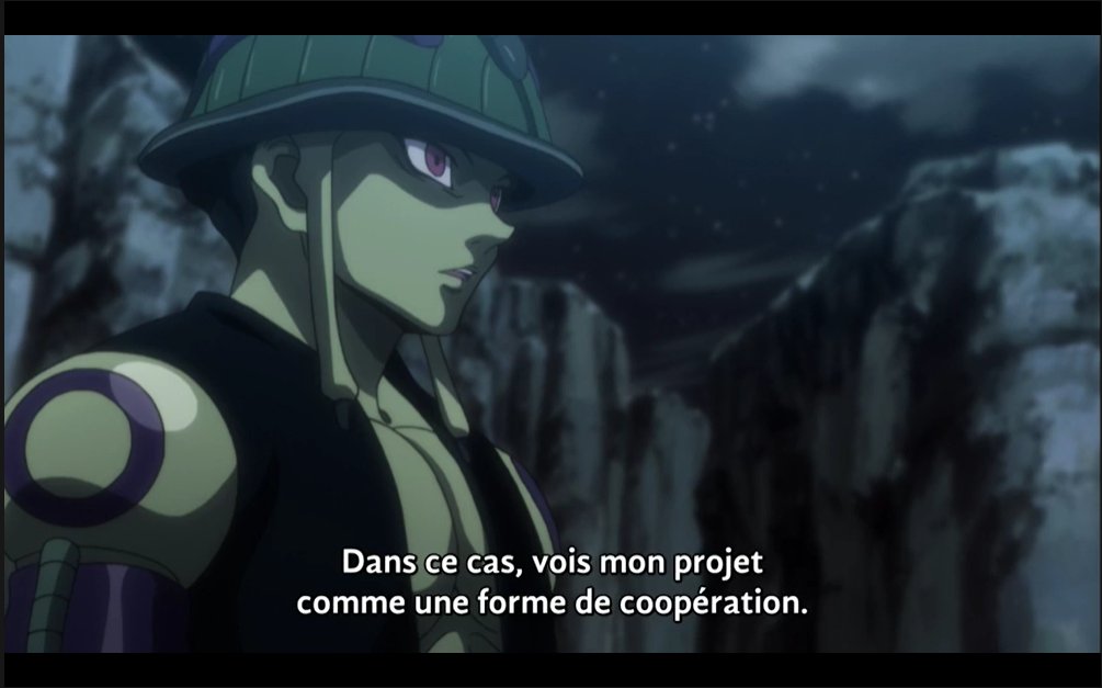 une coopération et plus possiblement selon le résultat du débat avec Netero,