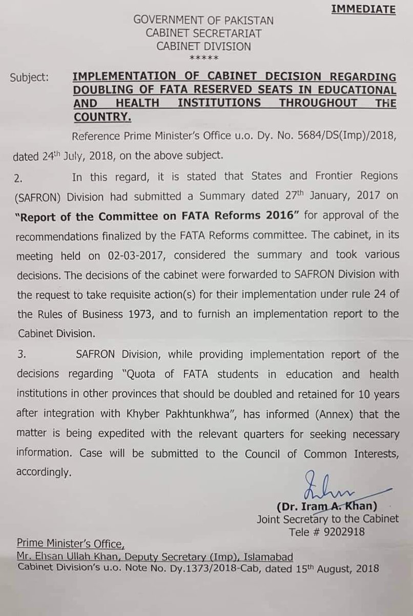 Dr_NUKOfficial's tweet photo. PMC is going against cabinet decision! Below clearly mentioned about doubling for 10 years!
#PMCRestoreFATAMedicalDoubleQouta
#PMCRestoreFATABalochistanHECseats
@ImranKhanPTI 
@AsadQaiserPTI 
@pmc_org 
@hec
@Ali_MuhammadPTI https://t.co/1k1GwPEEhw