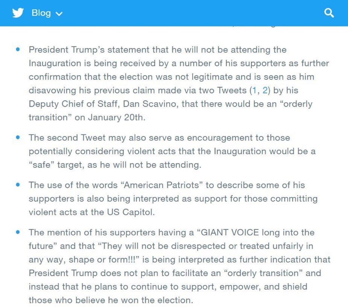 In twitter’s explanation of Trump’s permanent suspension, they seem to be talking about and to the tea leaves group.