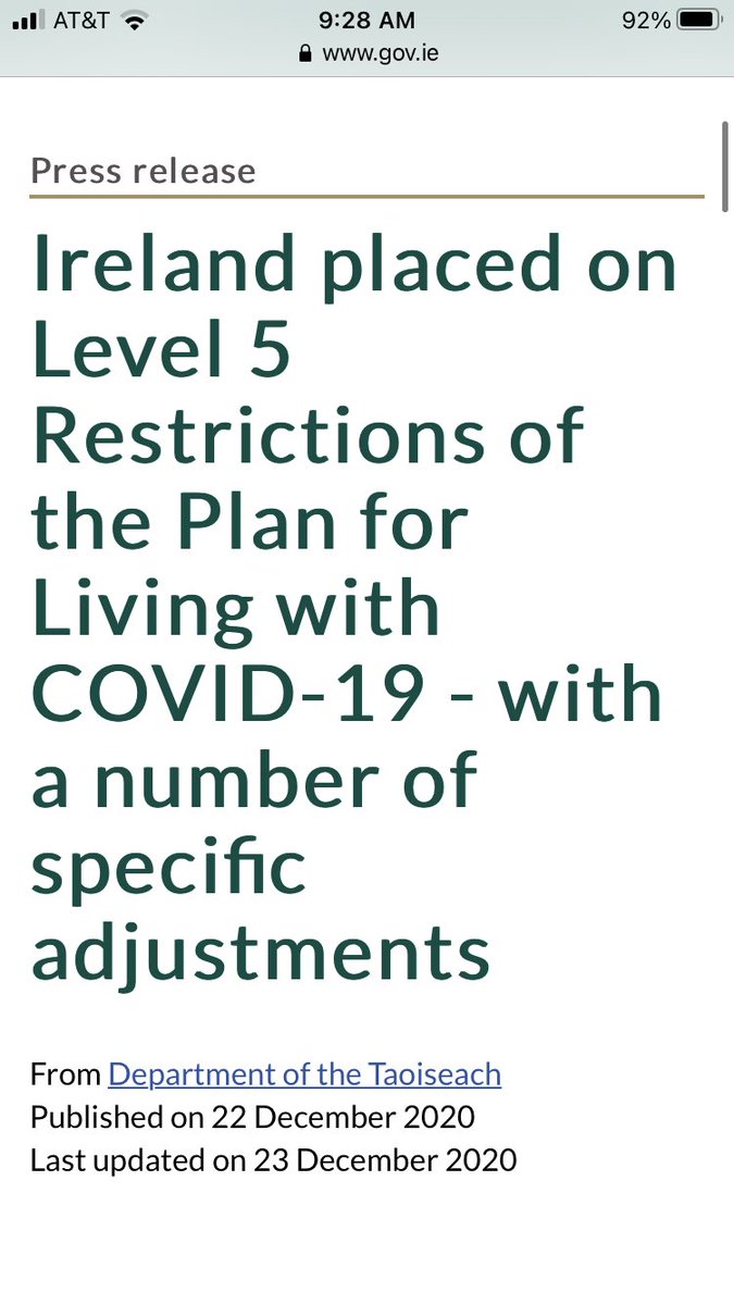 1/ For the last year, Ireland has had among the hardest  #Covid restrictions anywhere. On Dec. 22, it tightened them again - banning all travel between counties, restaurant dining, and on Jan. 1 all home visits (!)Since then cases have risen 10-fold, a truly parabolic curve...
