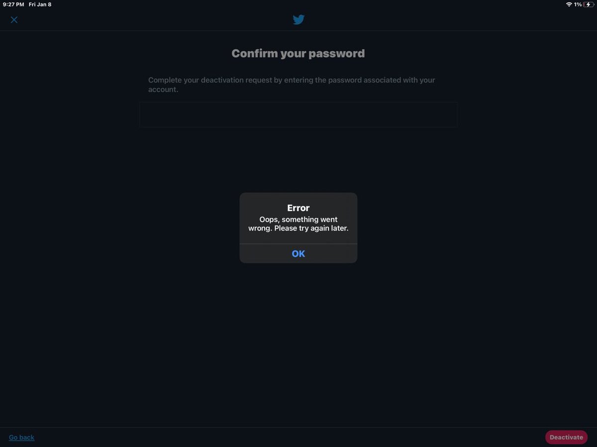 GhostedHippie's tweet photo. Day 2. Twitter stopping Trump Supporters from leaving Twitter on our own volition. #DeactivateTwitter https://t.co/Bx8yGtwJNV
