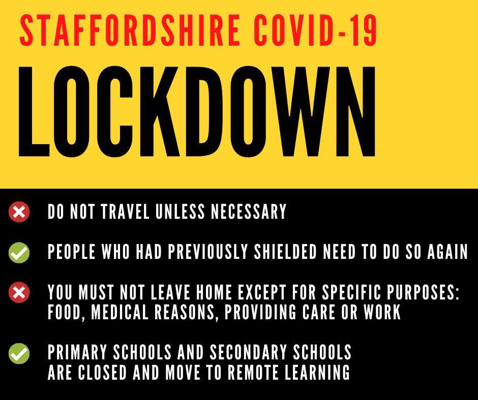 StaffordshireCC's tweet photo. Everything you need to know about the National Lockdown:
Further guidance: https://t.co/SyuLDho3qb
#lockdown #staysafe #workfromhome #coronavirus #corona #covid_19 #nhs #handsfacespace #keepdistance #staffordshire #2metres #twometres https://t.co/b5KbFpbHn9