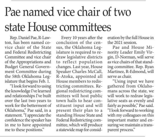 For the 58th Legislature, I’m honored to have been appointed to two leadership positions: co-vice chair of the State and Federal Redistricting Committee and vice chair of the Appropriations and Budget General Government Subcommittee.