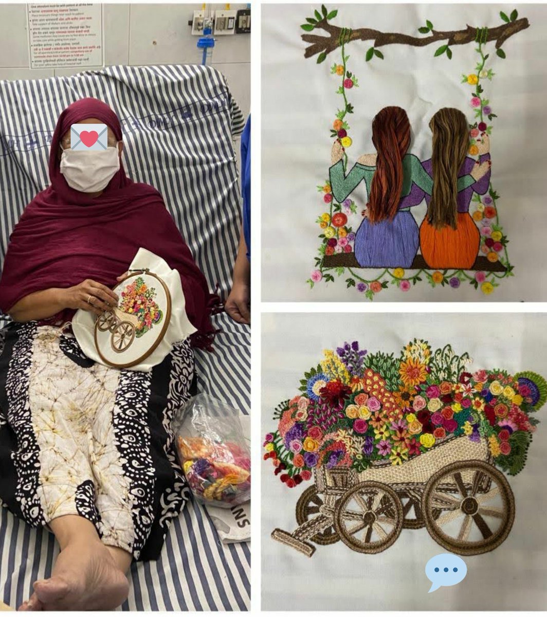 docyogi1's tweet photo. Shared with permission. Imagine yourself in a chemotherapy day care ward for your chemo cycle. How would you keep yourself engaged? My good friend @dr_hingmire found his patient creating something very beautiful. Sometimes we learn a lot from these bravehearts ! #lifeisbeautiful https://t.co/jxMkRmpQ9W