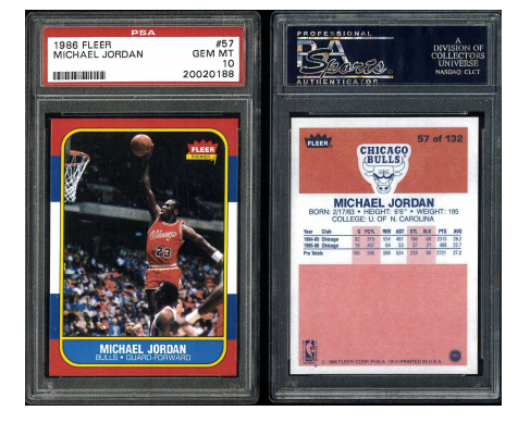 ...an allegedly counterfeit 1986 Fleer Jordan PSA 10!