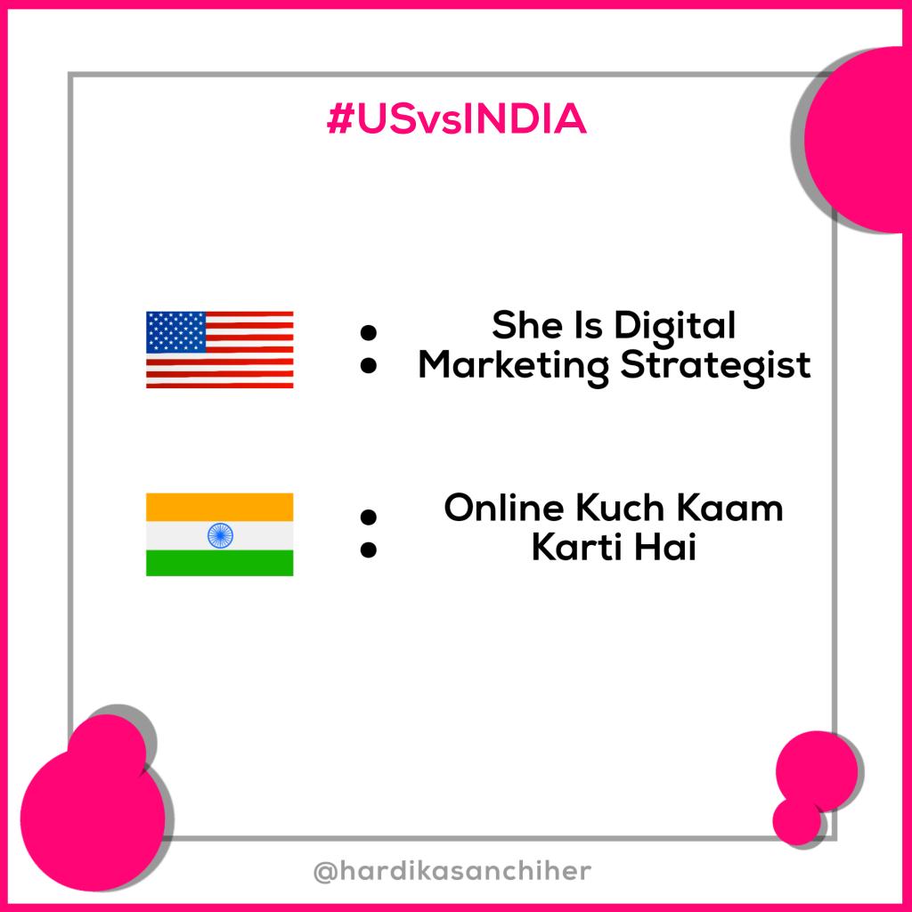 IamHardika's tweet photo. Going with the trend !!!
Say yes if you can relate...
.
#USvsIndia
#digitalmerketer
#graphicsdesigner
#onlinemarketingcoach
#trendingpost #trending #topical #topicalpost #viralcontent #viraltrends #socialmediatrends #digitalmarketingtrends #socialmediamarketers https://t.co/NMpyPT5Dmo