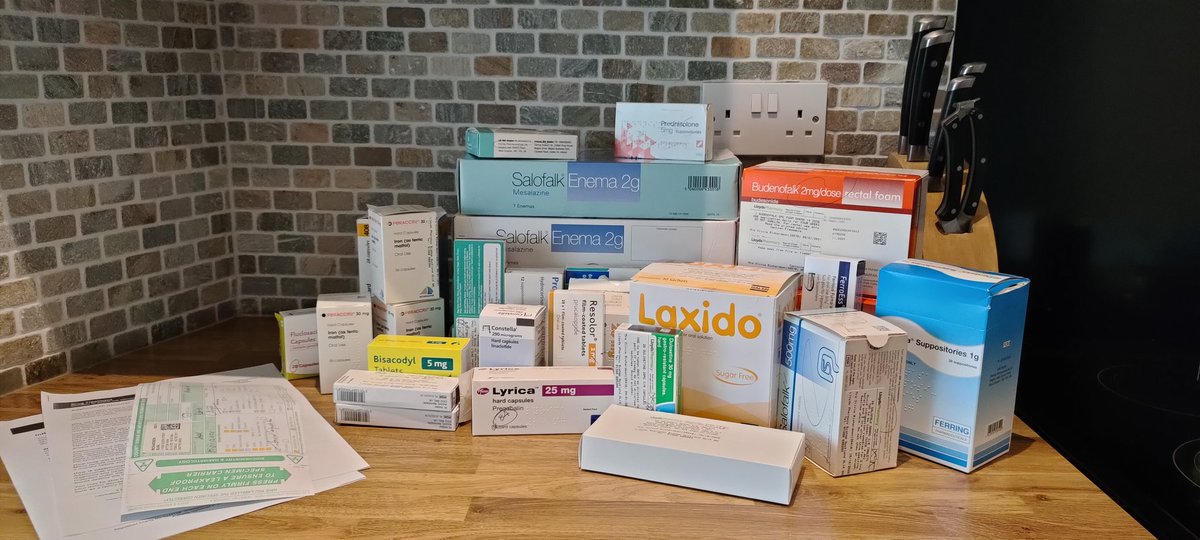 My monthly meds plus a couple more. Please see a couple of my own reasons why I want people to stay at home #NHS #IBD #ibdawareness #invisableillness