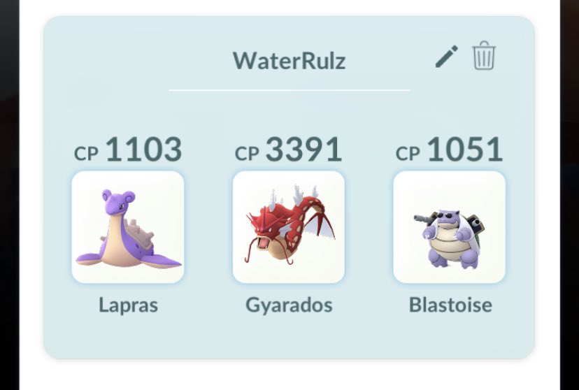 SabbyMosh's tweet photo. Living the free flowing life with my mega-strong water type team of besties; Gyrados, Lapras, and Blastoise. Water is life! #PokemonGOTourContest https://t.co/iKr0bxQchY