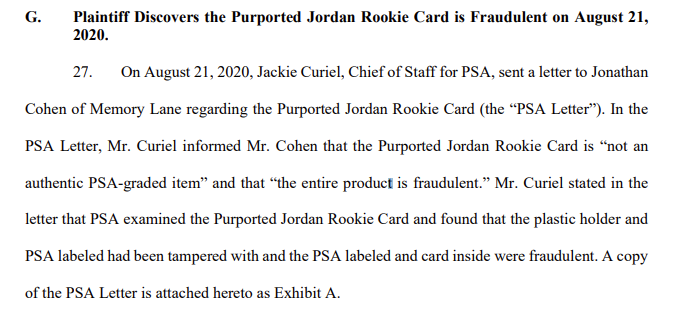 Yep. PSA got back to Memory Lane/Spence and explained that the card was "not an authentic PSA-graded item" and that "the entire product is fraudulent."Yeah...at this point it is OK to throw up in your mouth a little bit.