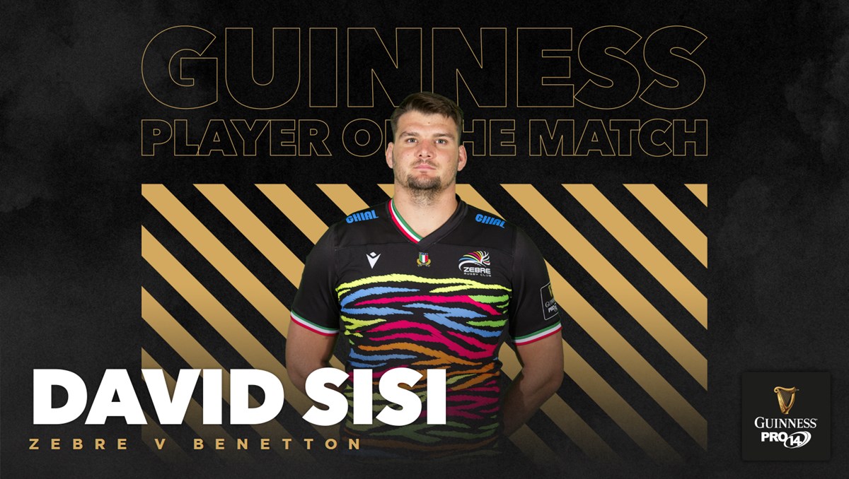 URCOfficial's tweet photo. Your Guinness Player of the Match - David Sisi 🥇

He was superb as @ZebreRugby held off the Benetton comeback to secure back-to-back Italian derby victories 🇮🇹

#GuinnessPRO14 match report 👉 https://t.co/vCNRK1bmSO https://t.co/Tt0b2wGff5