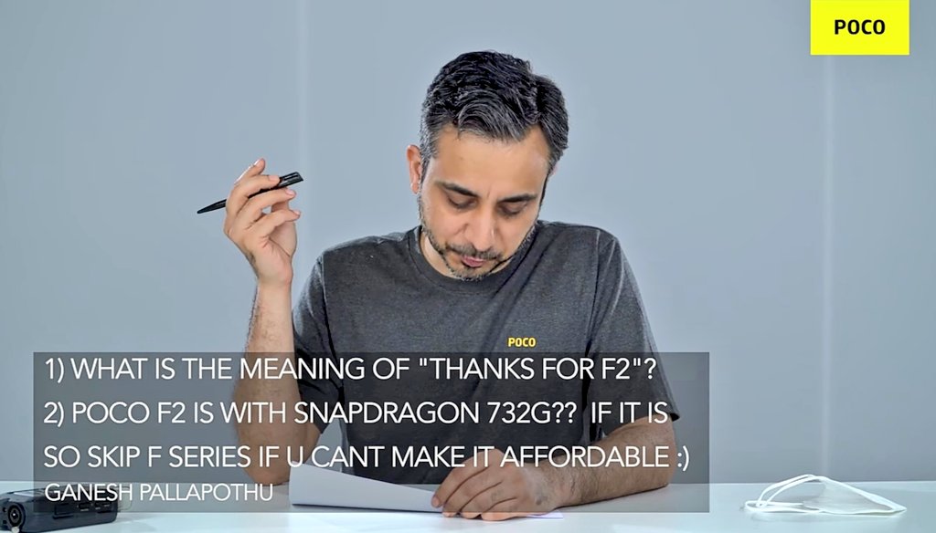 GadgetsFlix's tweet photo. Is #PocoF2 coming with Snapdragon 732G, @s_anuj says they will talk about it more in next week 🤔
But confirms no 5G phones coming from @IndiaPOCO anytime soon
#POCOAMA #POCO https://t.co/zRtdeyM3DG