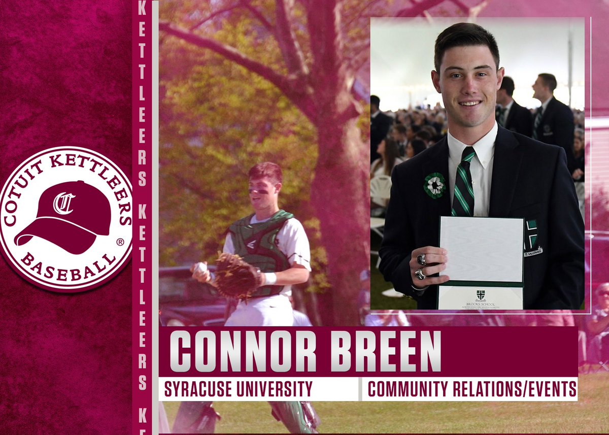 CotuitKettleers's tweet photo. Today, we welcome Connor Breen on our intern spotlight.  @cbreen40 is coming to join us from Andover, MA. He will be joining us as a community relations/events intern this summer. Welcome to Cotuit Connor! #KettleKrew⚾️ https://t.co/NXn7KME0H1