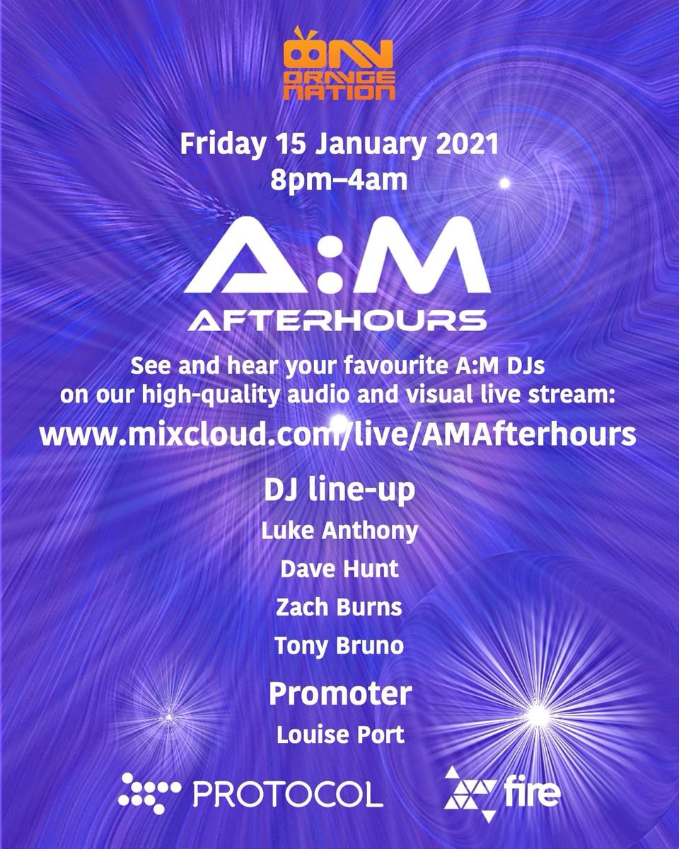 After being joined by 1100 party people for A:M's New Year's Day live stream we decided instead of doing them monthly, whilst we’re in lockdown, we'll go fortnightly!
So the next one is this Friday night. #amlivestreamingevents #bestdjsontheinternet <a href="/CraigElder20/">Craig Elder</a> <a href="/louisecport/">Louise Port</a>