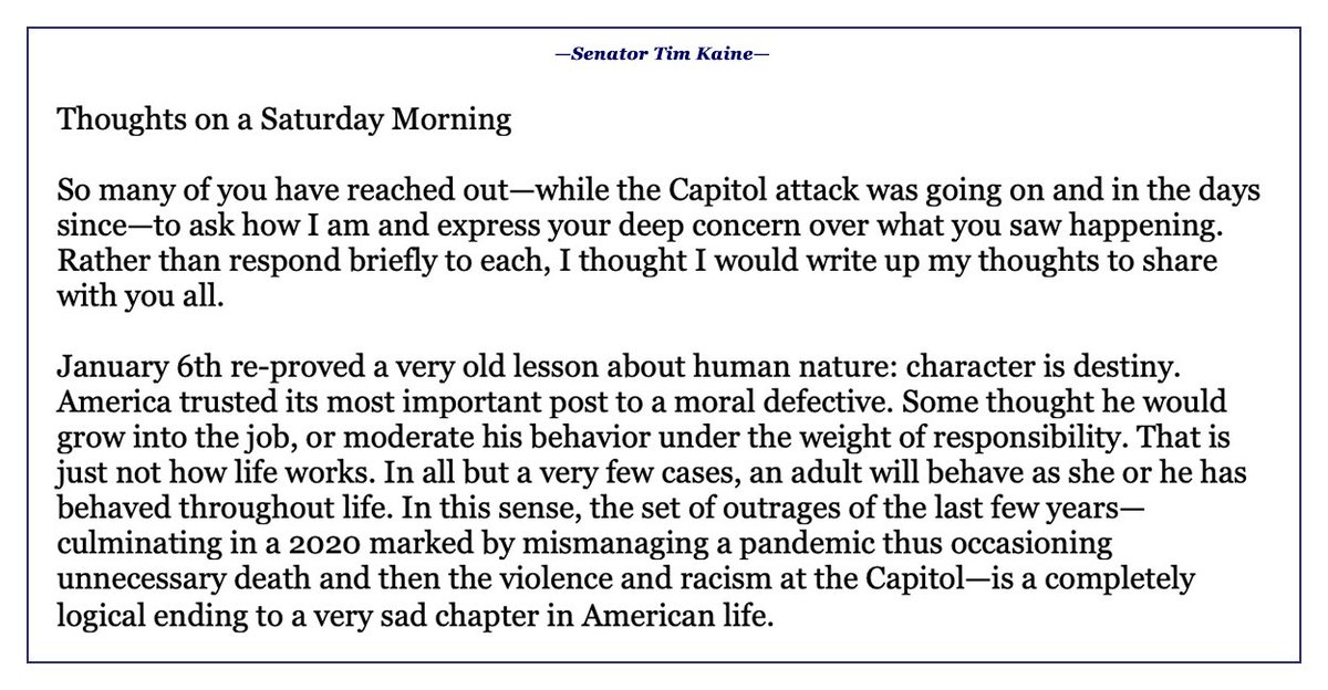 timkaine's tweet photo. Thoughts on January 6th, 2021. https://t.co/eqKFuFheBQ