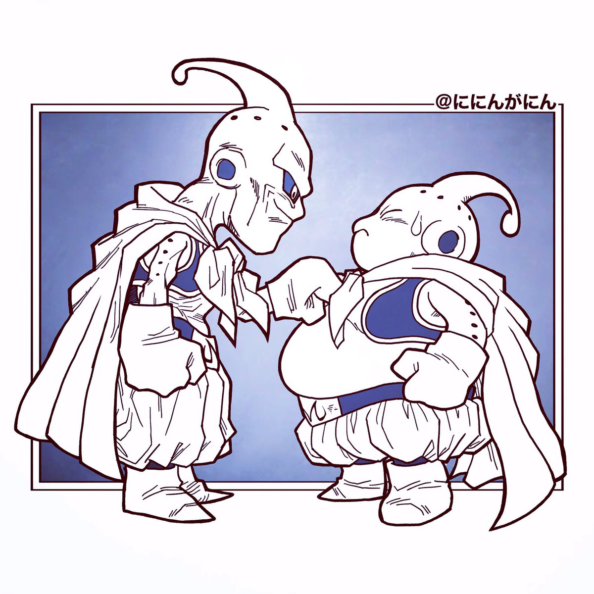 ににんがにん 魔人ブウと魔人ブウの扉絵をデフォルメ模写 デフォルメ出来てるか怪しいけど Deformed Copy Of Majin Buu And Majin Buu S Door Picture I M Not Sure If It S Deformed Enough But T Co Mmsb34qieh