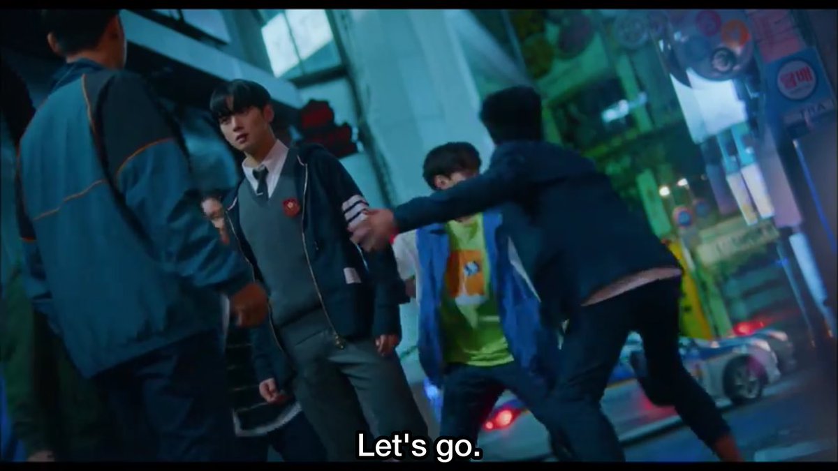 he got into a fight and got hurt bc he tried to follow jugyeong and seojun, in the end he didn't see them so he waited at the comic store just to check if jugyeong got home safely