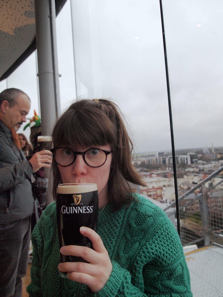 We returned to Dublin on St. Patrick's Day (shamrock-shaped doughnuts in sticky hands) and visited the Guinness Storehouse. I gave it another go, but Calvin once again benefited from my tastes. In the evening we caught the ferry to Holyhead.