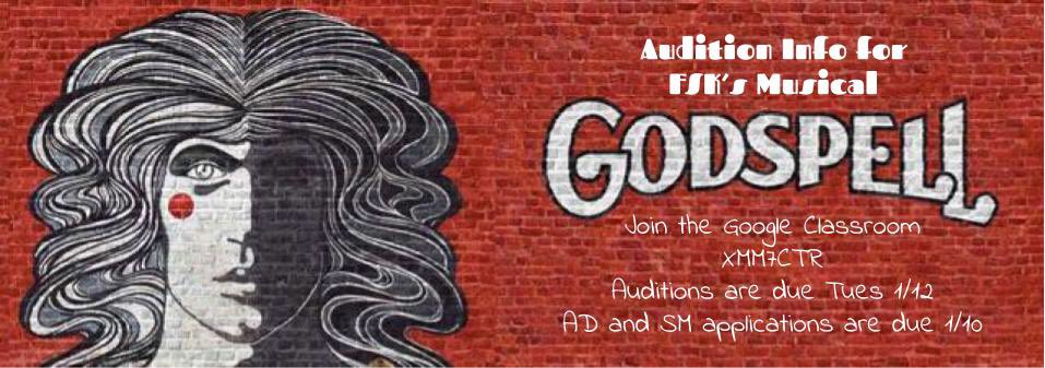 FskDrama's tweet photo. Gospel Google Classroom code is XMM7CTR. For more information, contact Mrs. Ewien through hmeiwen@carrollk12.org https://t.co/DWK0beLlVx