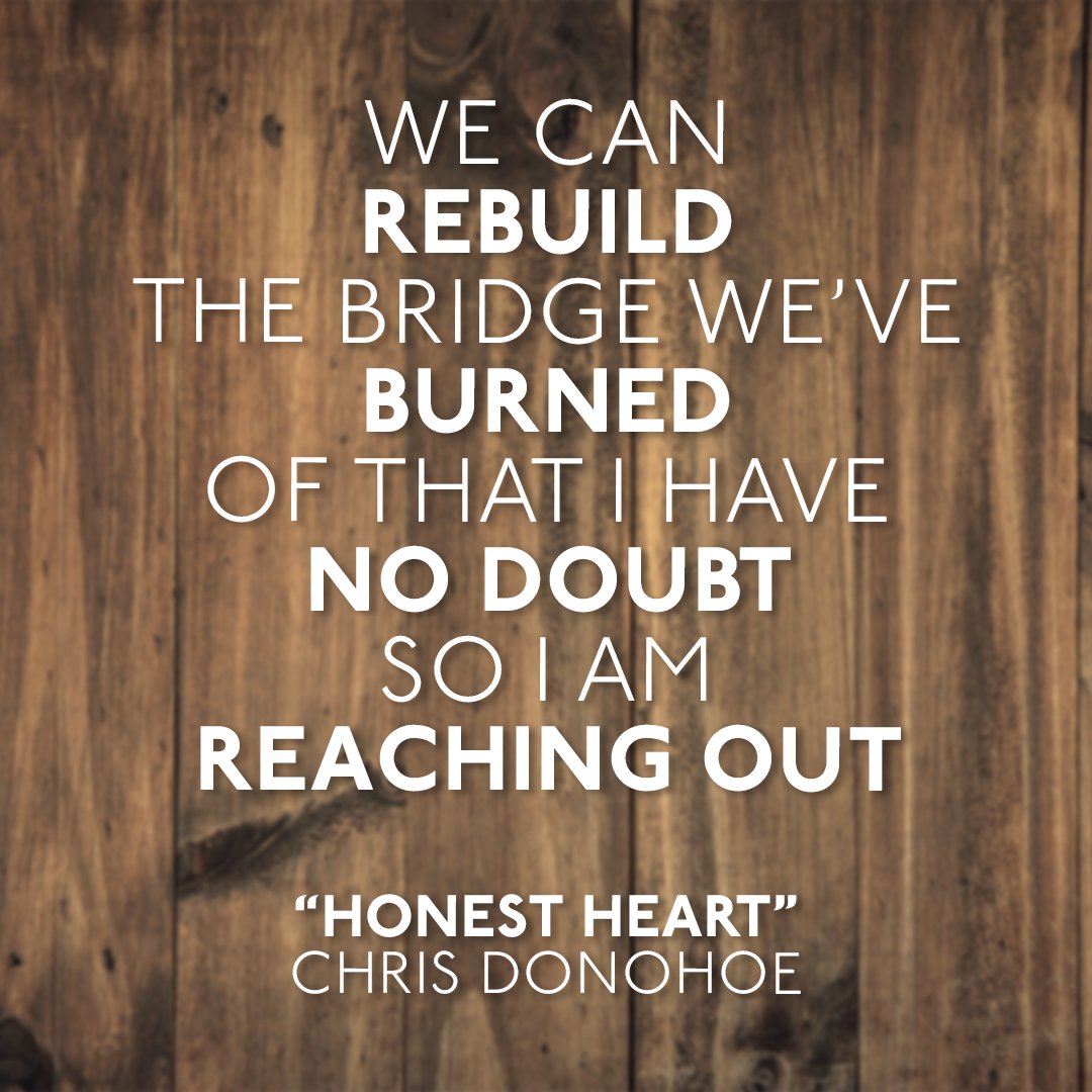 cjdonohoe's tweet photo. "We can rebuild this bridge we've burned. Of that I have no doubt, so I am reaching out." Listen to "Honest Heart" and more from "Let The Light In, Vol 1" here: https://t.co/iGAGkelko8 #HonestHeart #LetTheLightIn #NewEP https://t.co/Fw5w2q89EH