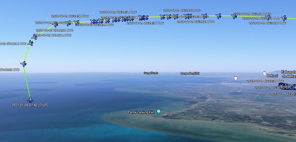 Modeling of the route on Google Earth of #SJ182 with data provided by FR24 (2/2)