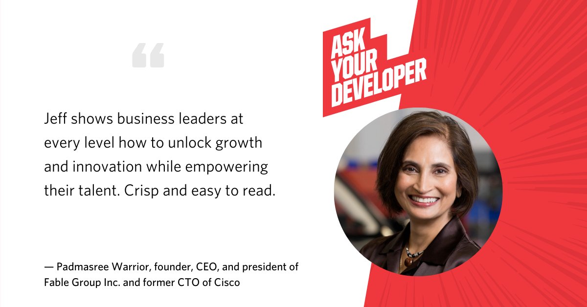 twilio's tweet image. In #AskYourDeveloper, @jeffiel shows business leaders at every level how to unlock growth and innovation while empowering their talent. - @Padmasree

Pre-order your copy now at AskYourDeveloper.com