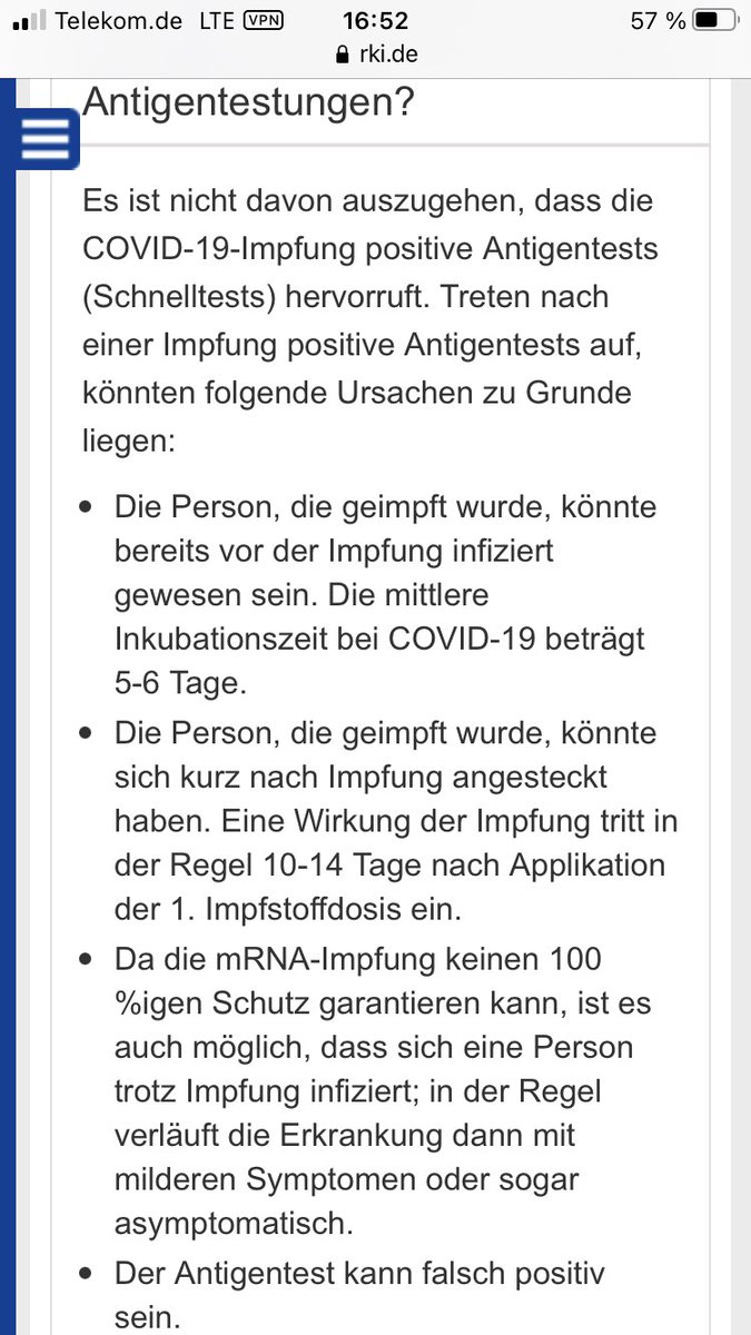 Wir haben Berichte, dass Menschen nach #Impfung gegen #COVID19 positiv im Antigen Schnelltest waren. Das kann verschiedene Ursachen haben! Hier unsere FAQ zur Frage „Antigentestung nach Impfung“: rki.de/SharedDocs/FAQ…