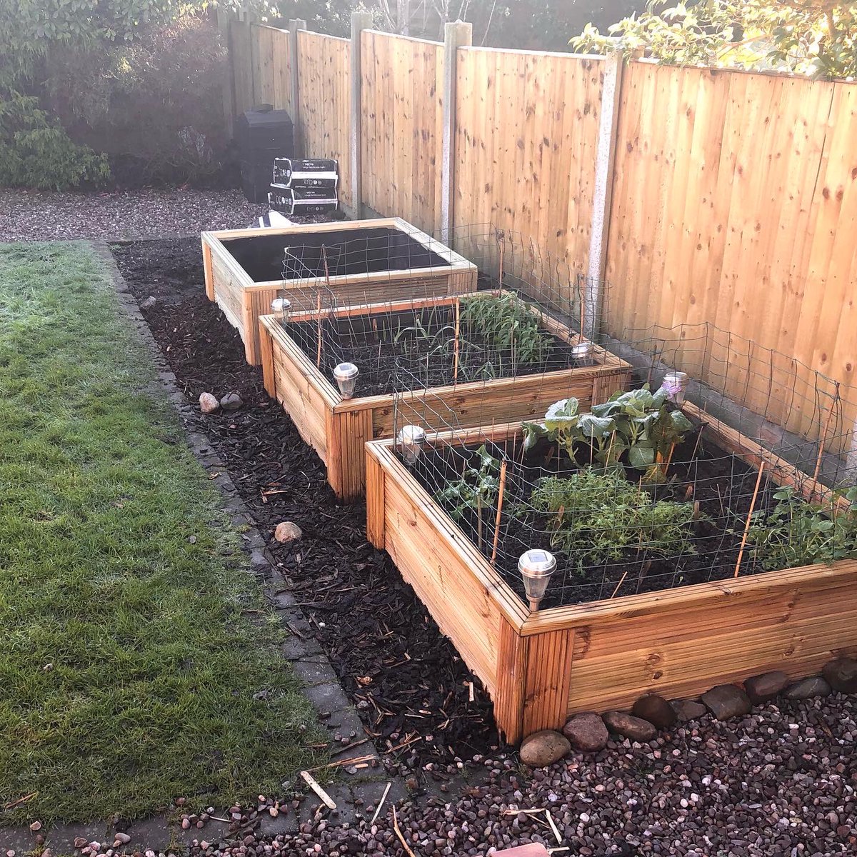 Third raised bed built and lined this morning #raisedbed #raisedbeds #raisedbedgarden #raisedbedgardening #vegpatch
